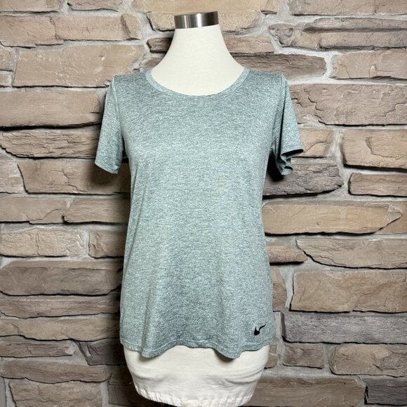 Nike Women’s Dri-Fit Training T-Shirt Green Heather Short Sleeve Athletic Sz M - Picture 1 of 7